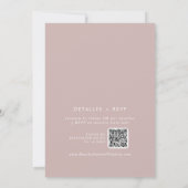 Boho Chic Dusty Rose Pink QR Code Spanische Hochze Einladung (Rückseite)