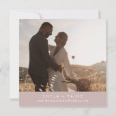 Boho Chic Dusty Rose Pink Square Foto Zurück Save The Date (Rückseite)