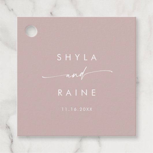 Boho Chic Dusty Rose Pink Wedding Geschenkanhänger (Vorderseite)