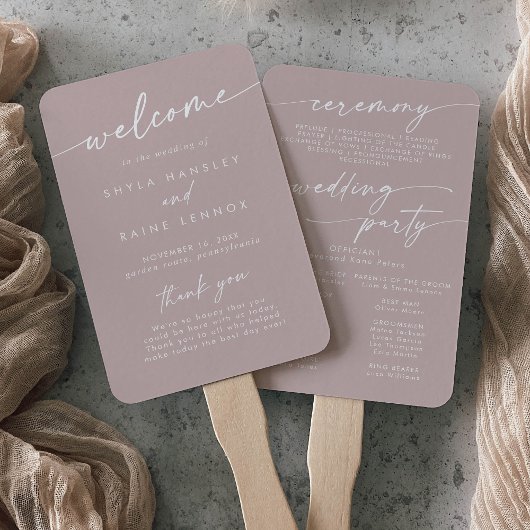 Boho Chic Dusty Rose Pink Wedding Program Fächer