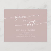 Boho Chic Dusty Rose Pink Wedding Save the Date Einladungspostkarte (Vorderseite)
