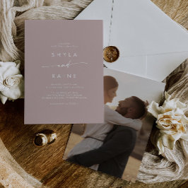 Boho Chic Dusty Rose Rosa Lässiges Foto Hochzeit Einladung