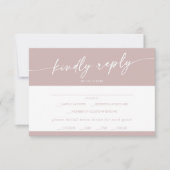 Boho Chic Dusty Rose Rosa Menü Auswahl RSVP Karte (Vorderseite)