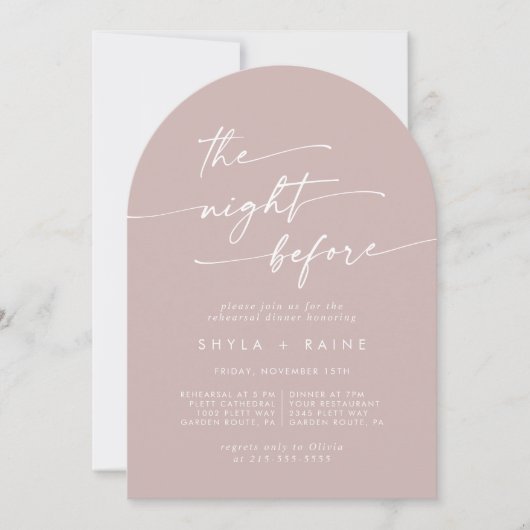 Boho Chic Dusty Rose Rosa Probe Abendessen Einladung (Vorderseite)