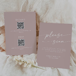 Boho Chic Dusty Rose Rosa QR-Code Details RSVP Karte
