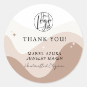 Boho chic earth tone Schmuckmacher Vielen Dank Runder Aufkleber (Vorderseite)
