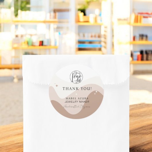 Boho chic earth tone Schmuckmacher Vielen Dank Runder Aufkleber