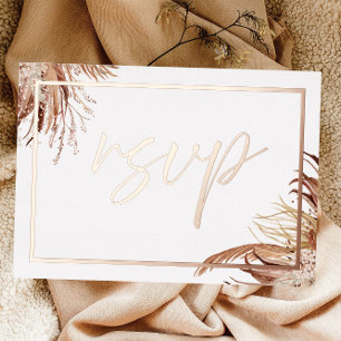 Boho Chic Echtes Roségold-Folie Hochzeit RSVP Folieneinladung