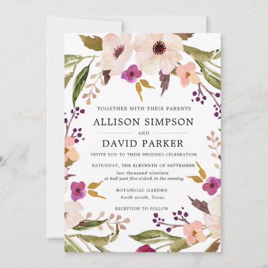 Boho Chic | Einladung zur Hochzeit von Wasserfarbe