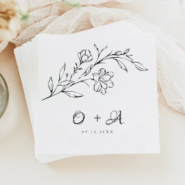 Boho Chic Elegant Couple Monogram Wedding Serviette