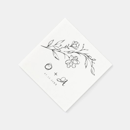 Boho Chic Elegant Couple Monogram Wedding Serviette (Ecke)