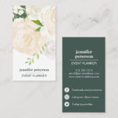 Boho chic Elegant Ivory Peony Social Media Icon Visitenkarte (Vorne/Hinten)