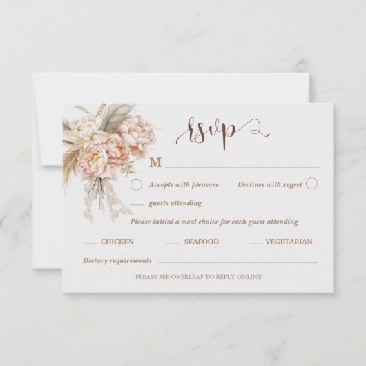 Boho Chic Elegant QR Code Wedding RSVP Card Karte (Vorderseite)