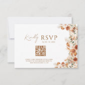 Boho Chic Elegant Script Wedding Website QR Code RSVP Karte (Vorderseite)