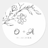 Boho Chic Elegant Wedding Monogram Umschlag Aufkle Runder Aufkleber (Vorderseite)