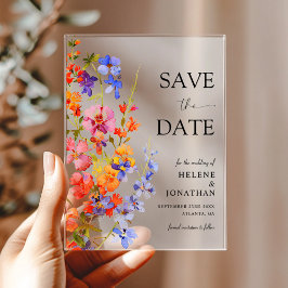 Boho Chic Elegant Wildflower Wedding Save The Date Acryleinladungen