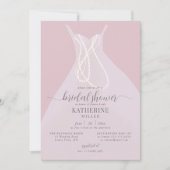 Boho Chic Elegante Dress Pearls Rosa Brautparty Einladung (Vorderseite)