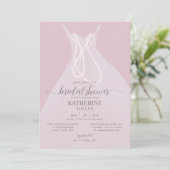 Boho Chic Elegante Dress Pearls Rosa Brautparty Einladung (Stehend Vorderseite)