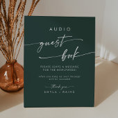 Boho Chic Emerald Green Audio Guestbook Wedding Sockelschild