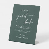 Boho Chic Emerald Green Audio Guestbook Wedding Sockelschild (Vorderseite)