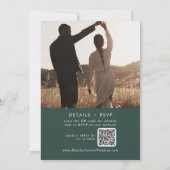 Boho Chic Emerald Green Foto QR Code Wedding Einladung (Rückseite)