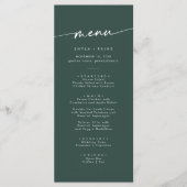 Boho Chic Emerald Green Foto Wedding Menükarte (Vorderseite)