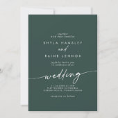 Boho Chic Emerald Green Front and Back Wedding Einladung (Vorderseite)