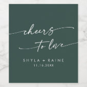Boho Chic Emerald Green jubelt Liebe Wedding Weinetikett (Einzelnes Label)