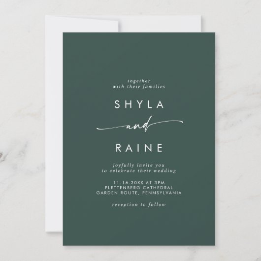 Boho Chic Emerald Green Lässig Wedding Einladung (Vorderseite)