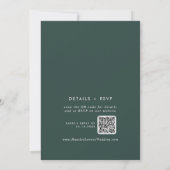 Boho Chic Emerald Green Monogram QR Code Wedding Einladung (Rückseite)