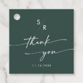 Boho Chic Emerald Green Monogram Vielen Dank Geschenkanhänger (Vorderseite)