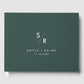 Boho Chic Emerald Green Monogram Wedding Gästebuch (Vorderseite)
