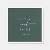 Boho Chic Emerald Green Monogram Wedding Napkins Serviette (Vorderseite)