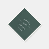 Boho Chic Emerald Green Monogram Wedding Napkins Serviette (Ecke)