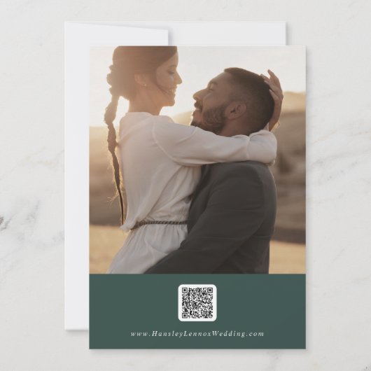 Boho Chic Emerald Green Multi Foto QR Code Save The Date (Rückseite)