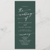Boho Chic Emerald Green Tea Length Wedding Programm (Vorderseite)