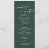 Boho Chic Emerald Green Tea Length Wedding Programm (Rückseite)