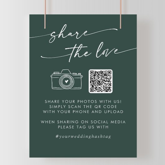 Boho Chic Emerald Green Teilen Sie die Liebe QR-Co Poster