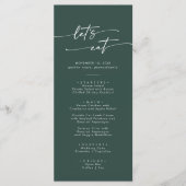 Boho Chic Emerald Green Vielen Dank und Hochzeit Menükarte (Vorderseite)