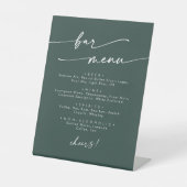 Boho Chic Emerald Green Wedding Bar Sockelschild (Vorderseite)