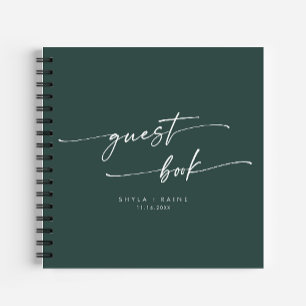 Boho Chic Emerald Green Wedding Guest Book Notizblock