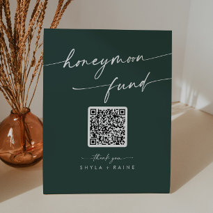 Boho Chic Emerald Green Wedding Honeymoon Fund Sockelschild