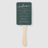 Boho Chic Emerald Green Wedding Program Fächer (Vorderseite)