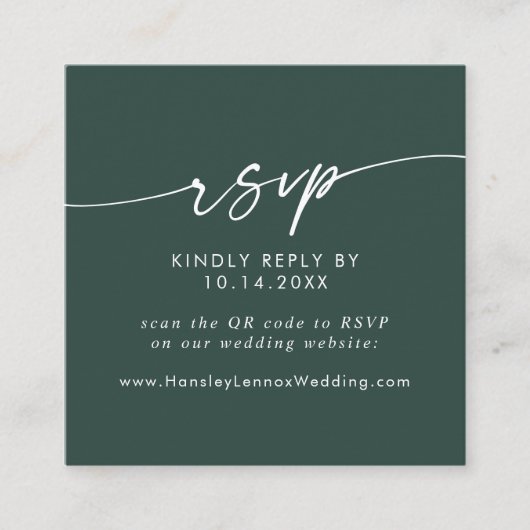 Boho Chic Emerald Green Wedding QR Code UAWG Begleitkarte (Vorderseite)