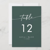 Boho Chic Emerald Green Wedding Tischnummern (Vorderseite)