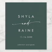 Boho Chic Emerald Green Wedding Wine Labels Weinetikett (Einzelnes Label)