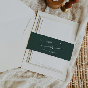 Boho Chic Emerald Green wir Hochzeit Einladungsbanderole