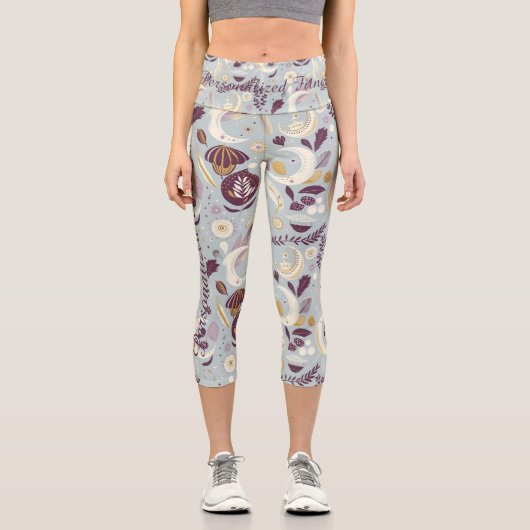 Boho Chic Enchanted Moons - Soft Blues & Ethereal Capri Leggings (Vorderseite)