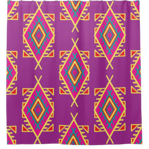 Boho Chic: Ethnische nahtlose Ornamente Duschvorhang