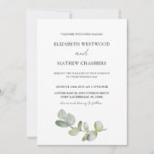 Boho Chic Eucalyptus Greenery Sage Wedding Einladung (Vorderseite)